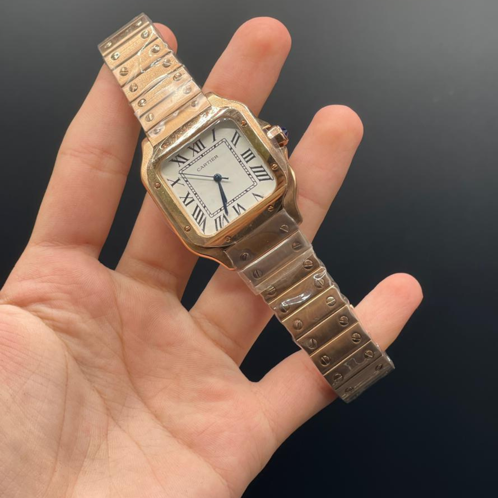 CTR Rose Gold Chain With White Dial Santos Style Automatic Watch