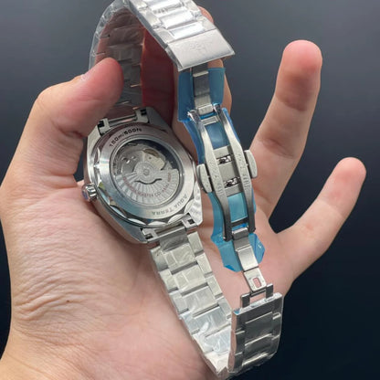 OM Silver Chain With Green Dial Automatic Watch
