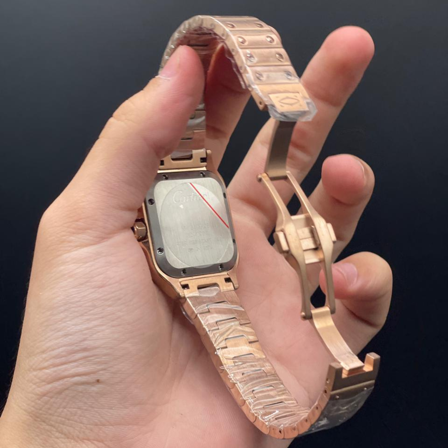 CTR Rose Gold Chain With White Dial Santos Style Automatic Watch