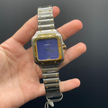 CTR Silver Chain With Blue Dial Santos Style Automatic Watch