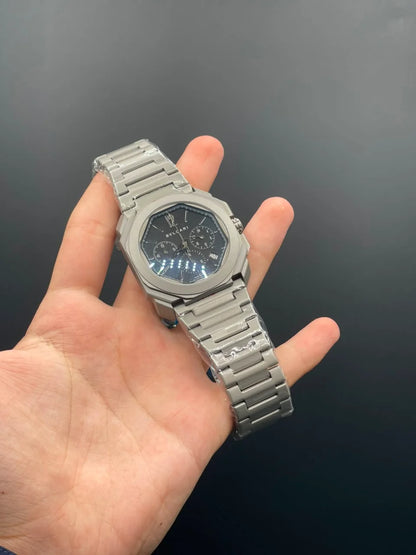 BVLGRI Silver Chain With Black Chronograph Dial Quartz Watch