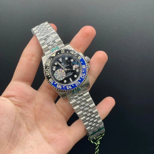 RLX Silver Jubilee Chain With Black Dial Bat-Girl Style Automatic Watch