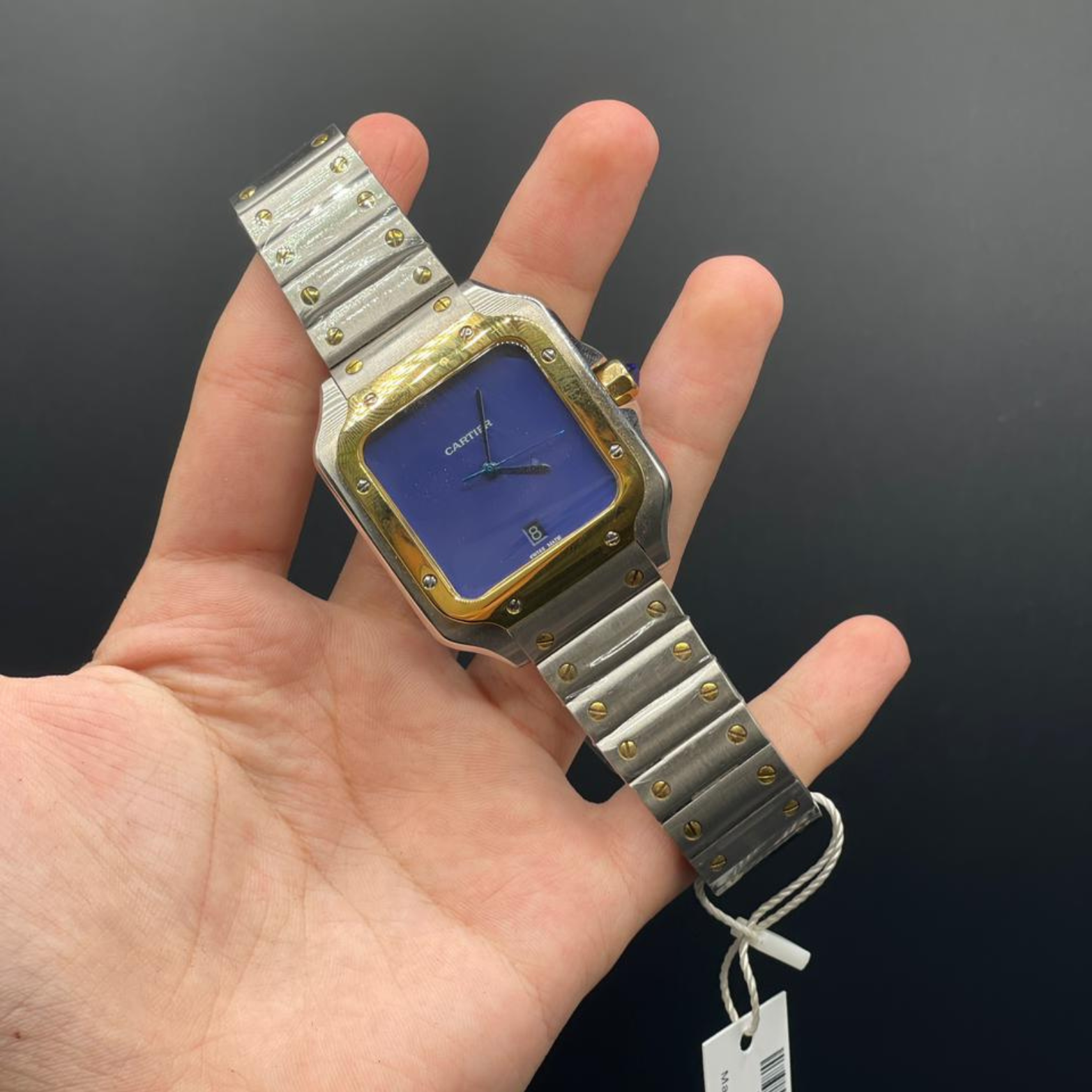 CTR Silver Chain With Blue Dial Santos Style Automatic Watch