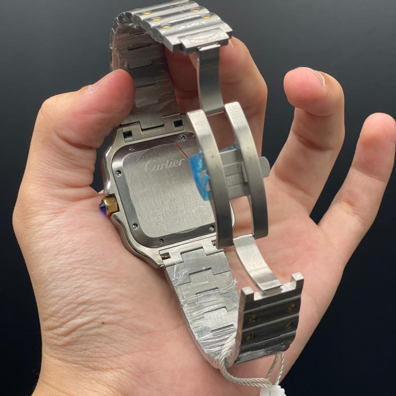 CTR Silver Chain With Blue Dial Santos Style Automatic Watch