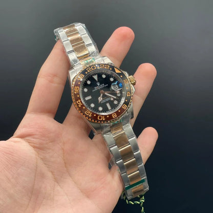 RLX Two Tone Oyster Chain With Black Dial Root Beer Style Automatic Watch