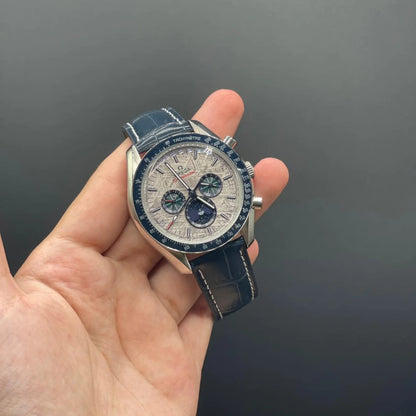 OM Blue Strap With Meteorite Chronograph Dial Automatic Watch