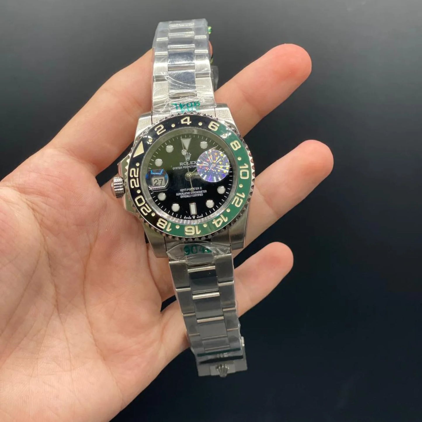RLX Silver Oyster Chain With Black Dial Sprite Style Automatic Watch