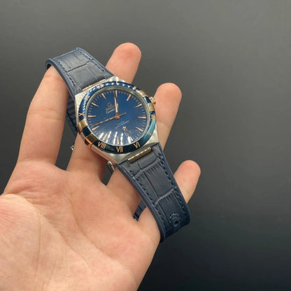 OM Blue Strap With Blue And Golden Dial Automatic Watch