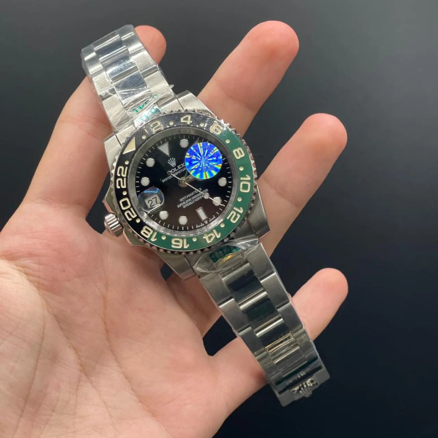 RLX Silver Oyster Chain With Black Dial Sprite Style Automatic Watch
