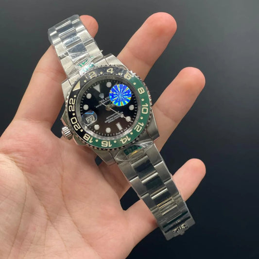 RLX Silver Oyster Chain With Black Dial Sprite Style Automatic Watch