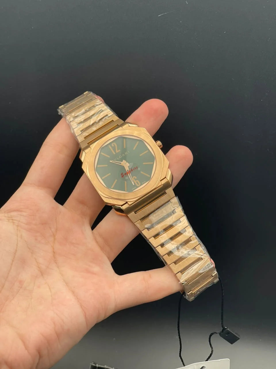BLGRI Rose Gold Chain With Green Dial Quartz Watch