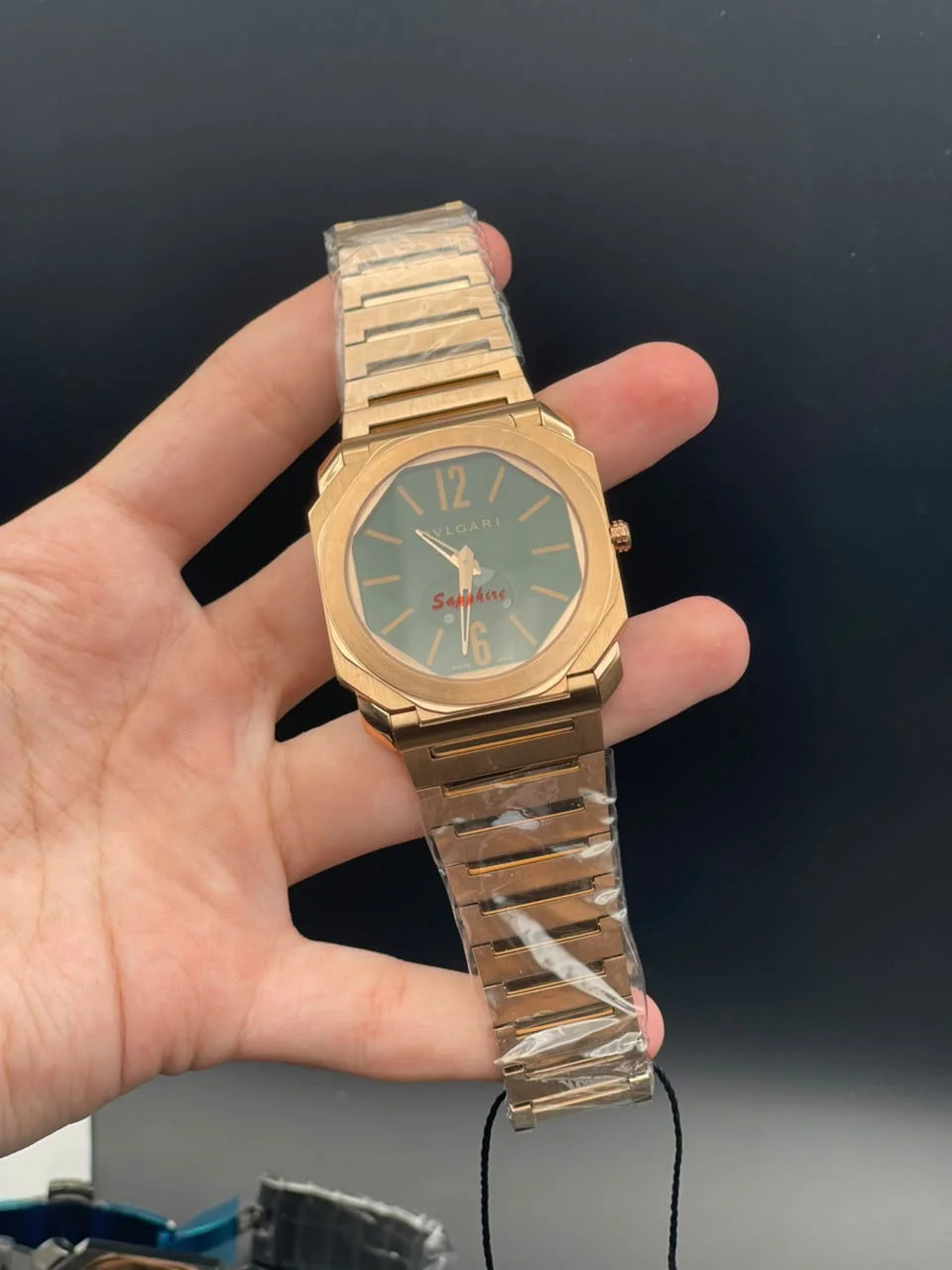 BLGRI Rose Gold Chain With Green Dial Quartz Watch
