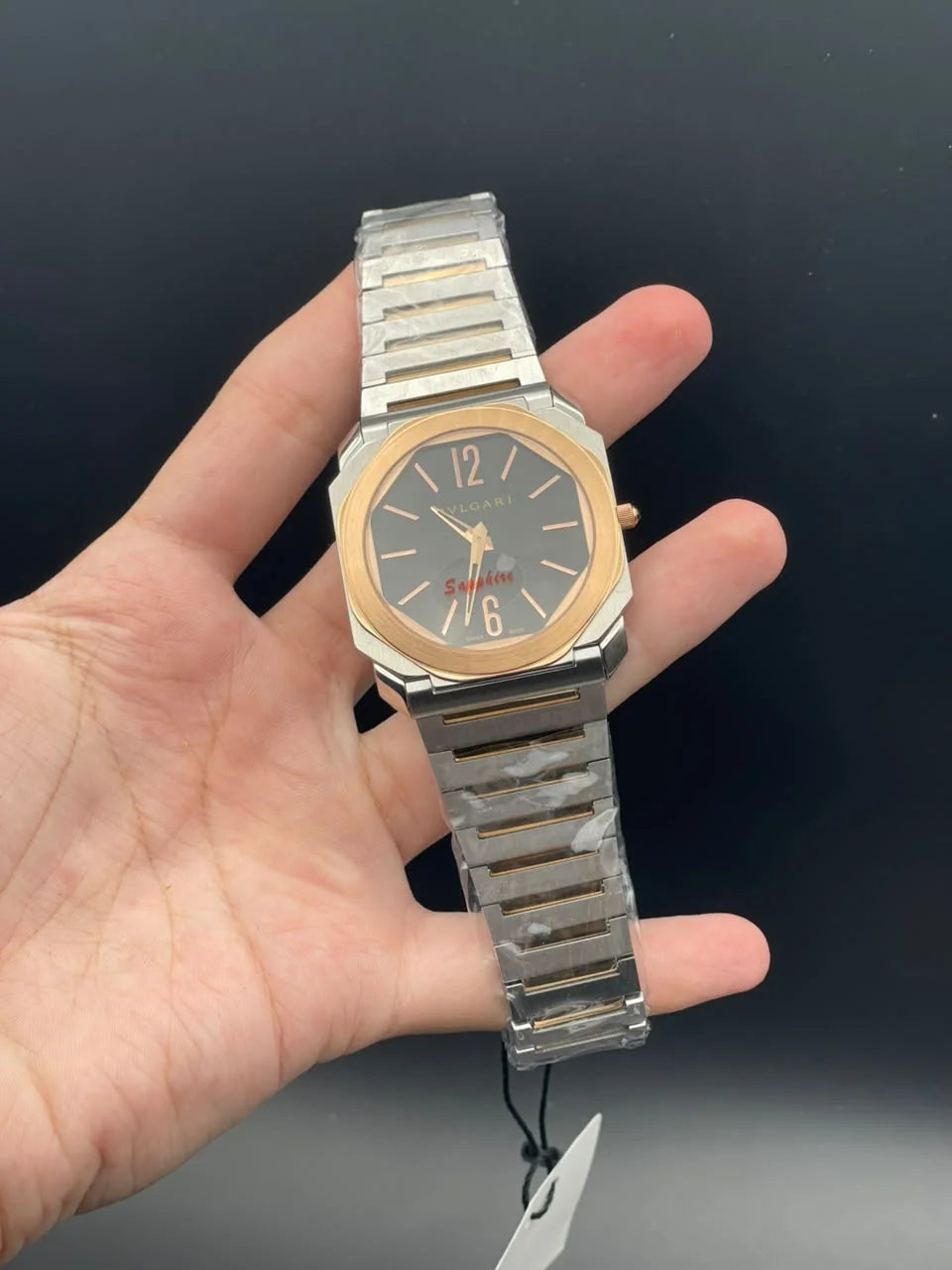 BLGRI Two Tone Chain With Black Dial Quartz Watch