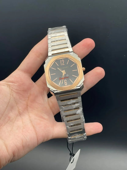 BLGRI Two Tone Chain With Black Dial Quartz Watch