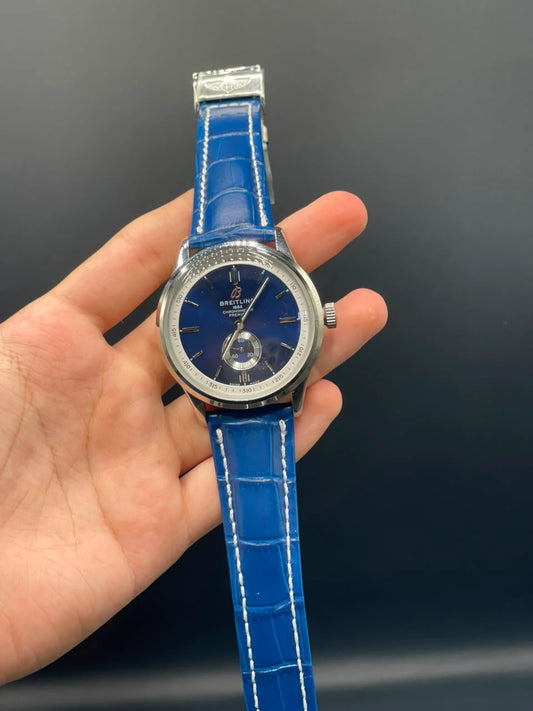 BRT Blue Leather Strap With Blue Dial Automatic Watch