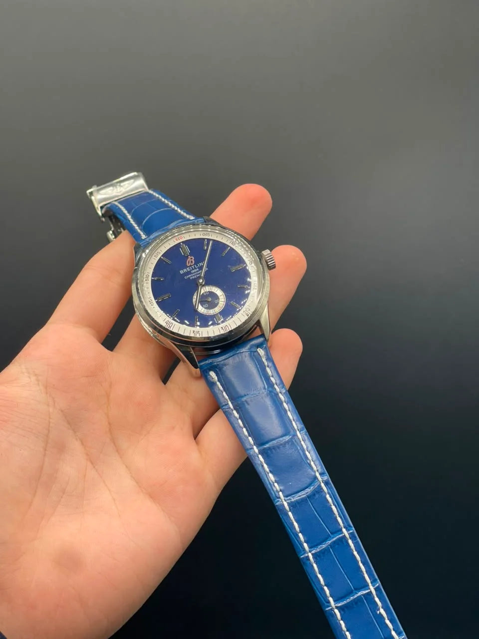 BRT Blue Leather Strap With Blue Dial Automatic Watch