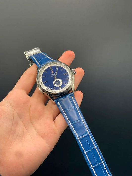 BRT Blue Leather Strap With Blue Dial Automatic Watch