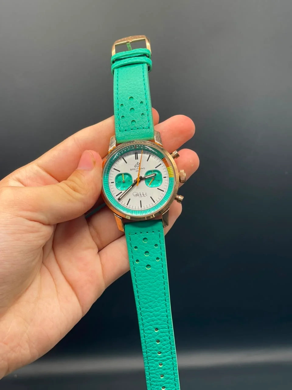 BRT Turquoise Strap With White Chronograph Dial Quartz Watch