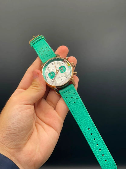 BRT Turquoise Strap With White Chronograph Dial Quartz Watch