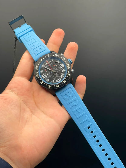 BRT Blue Strap With Black Chronograph Dial Quartz Watch