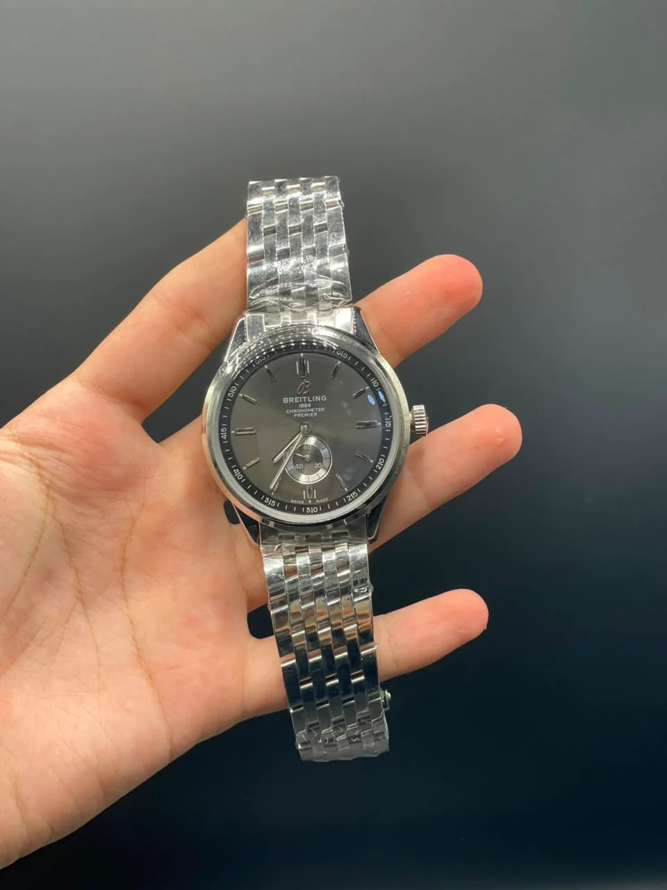 BRT Silver Chain With Black Dial Automatic Watch