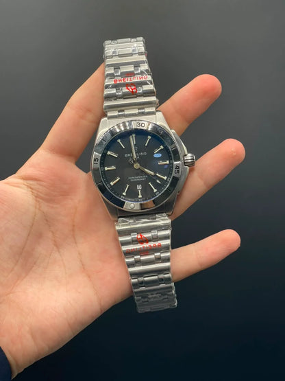 BRT Silver Chain With Black Dial Heavy Automatic Watch