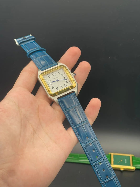 CTR Blue Strap With White Arabic Dial And Golden Bezel Quartz Watch