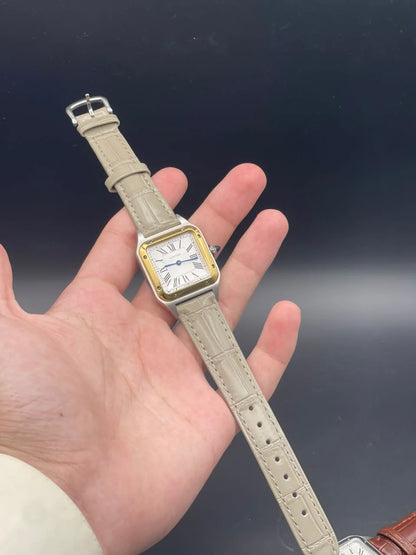 CTR Cream Strap With White Dial And Golden Bezel Quartz Watch