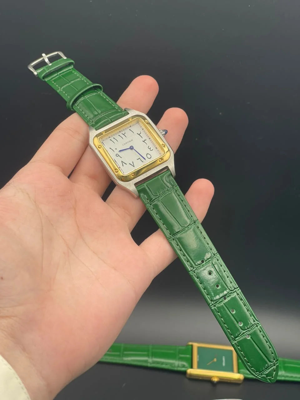CTR Green Strap With White Arabic Dial And Golden Bezel Quartz Watch