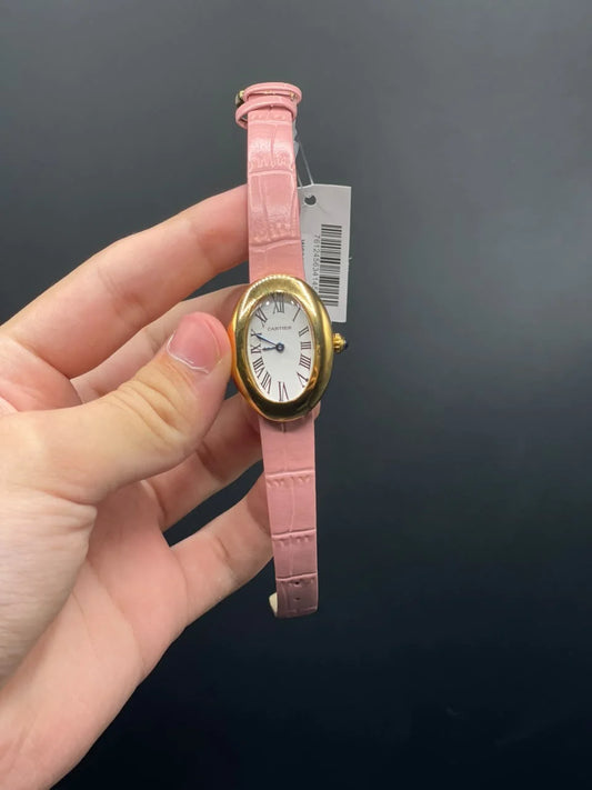 CTR Pink Strap With White Dial And Golden Bezel Quartz Watch