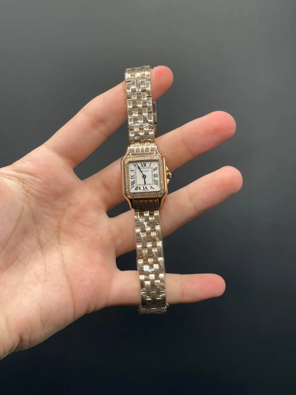 CTR Rose Gold Chain With White Dial And Diamond Bezel Quartz Watch