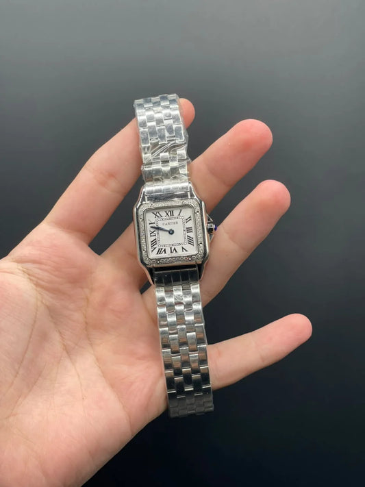 CTR Silver Chain With White Dial And Diamond Bezel Quartz Watch