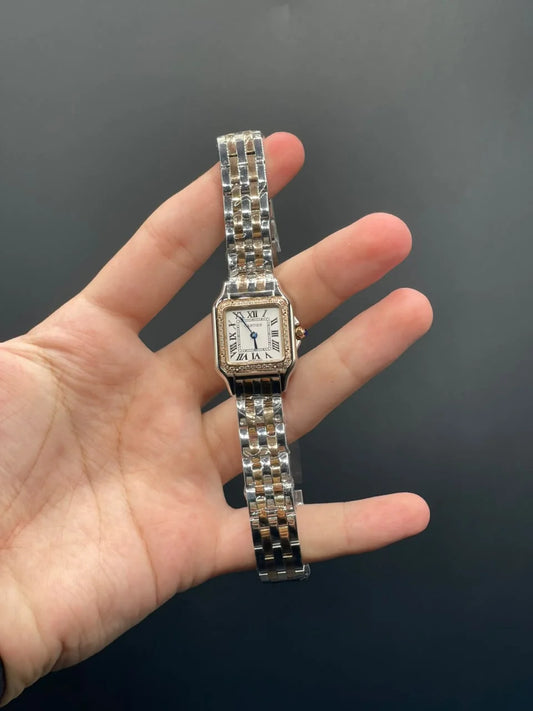 CTR Two Tone Chain With White Dial With Diamond Bezel Quartz Watch