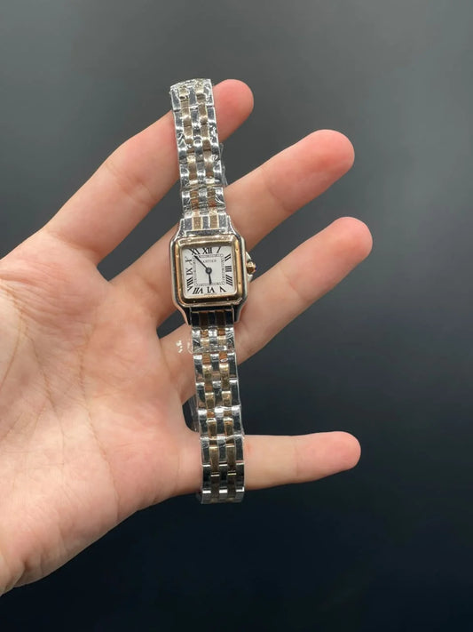CTR Two Tone Rose Gold Chain With White Dial Quartz Watch