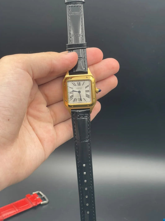 CTR Black Strap With White Dial And Golden Bezel Quartz Watch