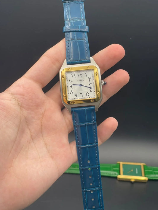 CTR Blue Strap With White Arabic Dial And Golden Bezel Quartz Watch