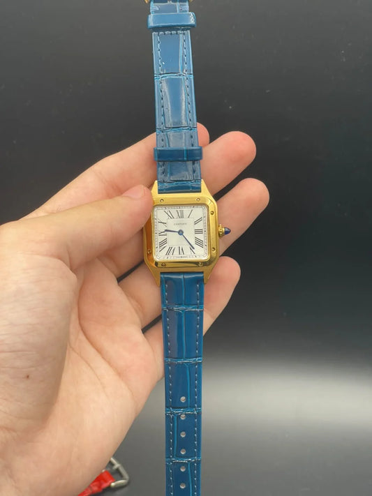 CTR Blue Strap With White Dial And Golden Bezel Quartz Watch