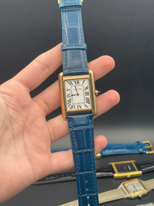 CTR Blue Strap With White Dial And Rose Gold Bezel Quartz Watch