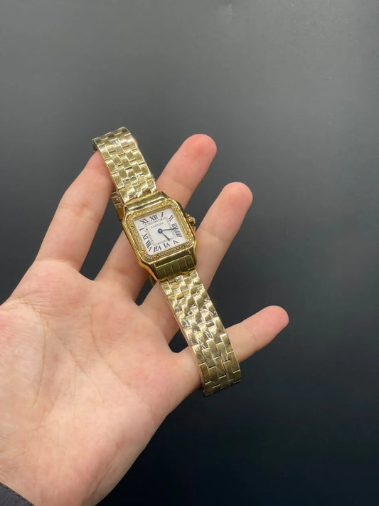 CTR Golden Chain With White Dial With Diamond Bezel Quartz Watch