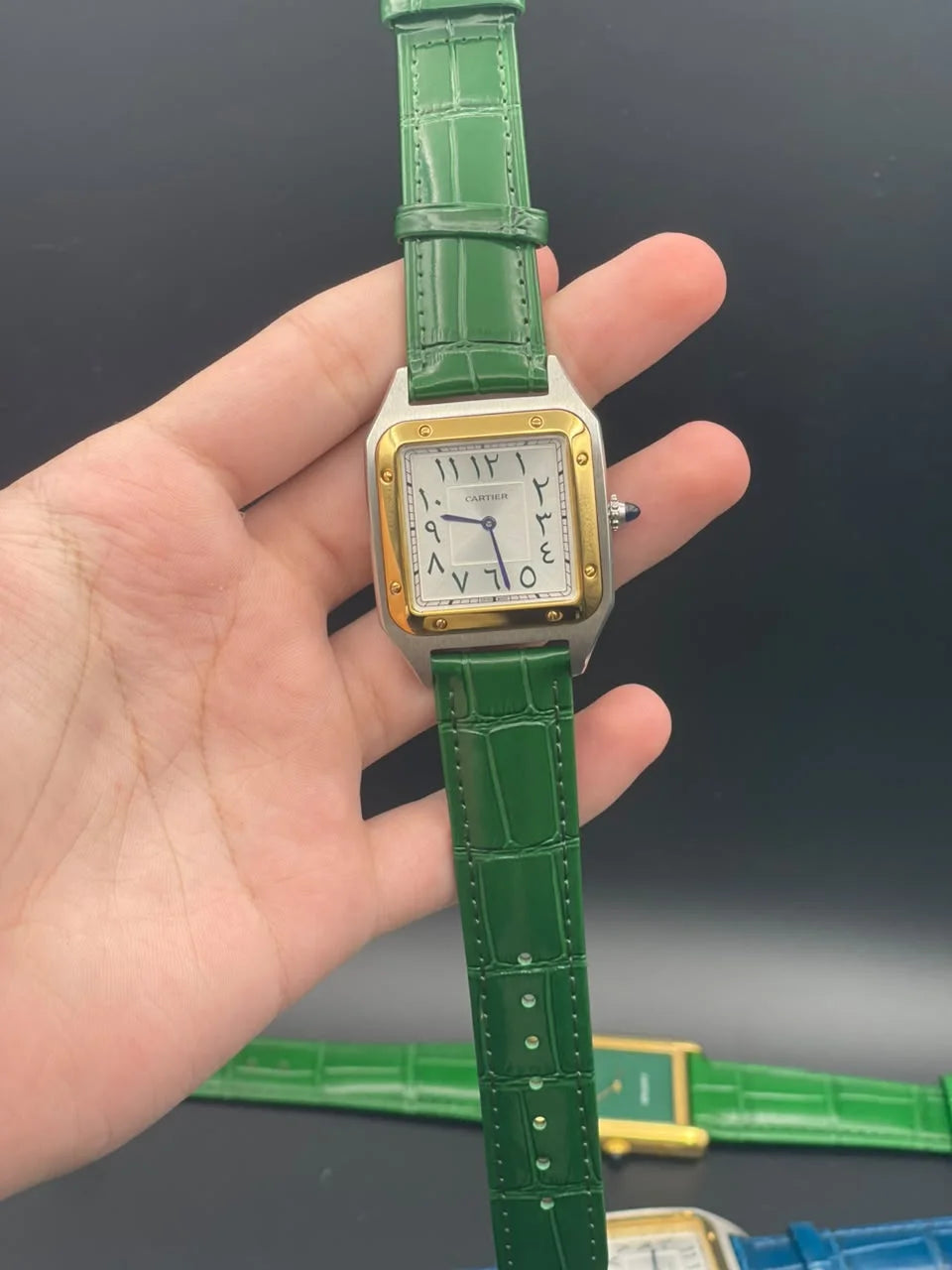 CTR Green Strap With White Arabic Dial And Golden Bezel Quartz Watch
