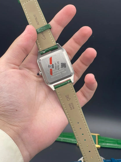 CTR Green Strap With White Arabic Dial And Golden Bezel Quartz Watch