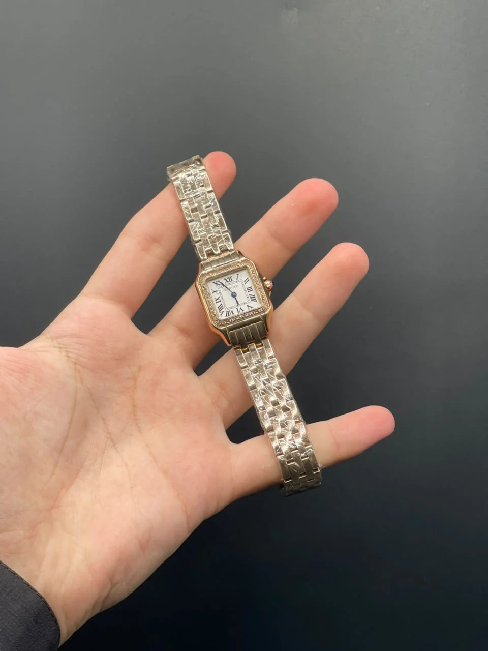 CTR Rose Gold Chain With White Dial And Diamond Bezel Quartz Watch