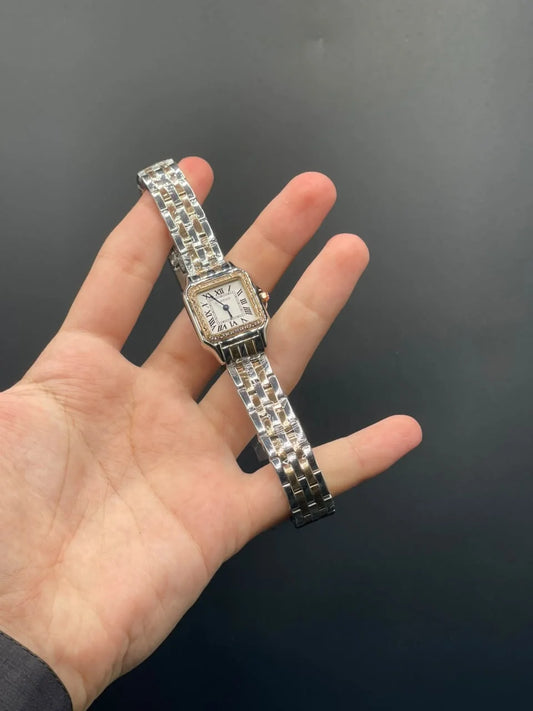CTR Two Tone Chain With White Dial With Diamond Bezel Quartz Watch