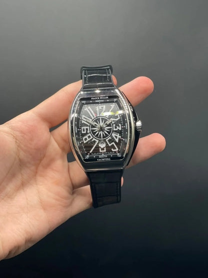 FM Black Strap With Black Dial With Silver Bezel Automatic Watch