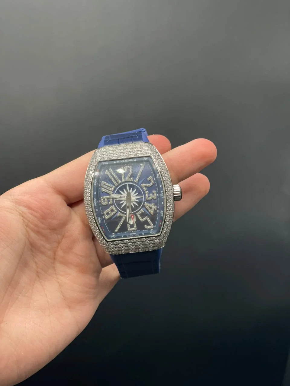 FM Blue Strap With Blue Diamond Dial With Diamond Bezel Automatic Watch