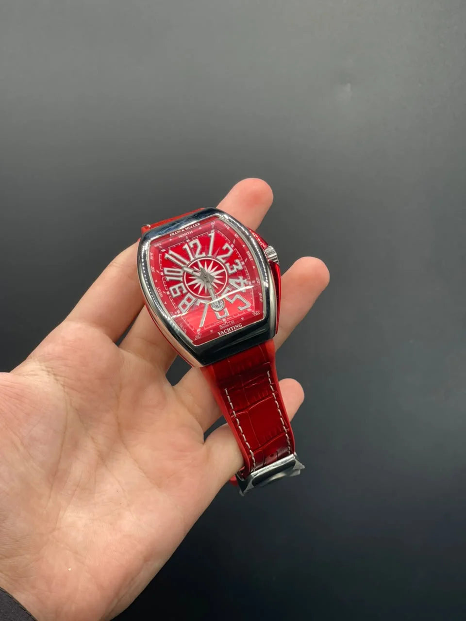 FM Red Strap With Red Dial And Silver Bezel Automatic Watch