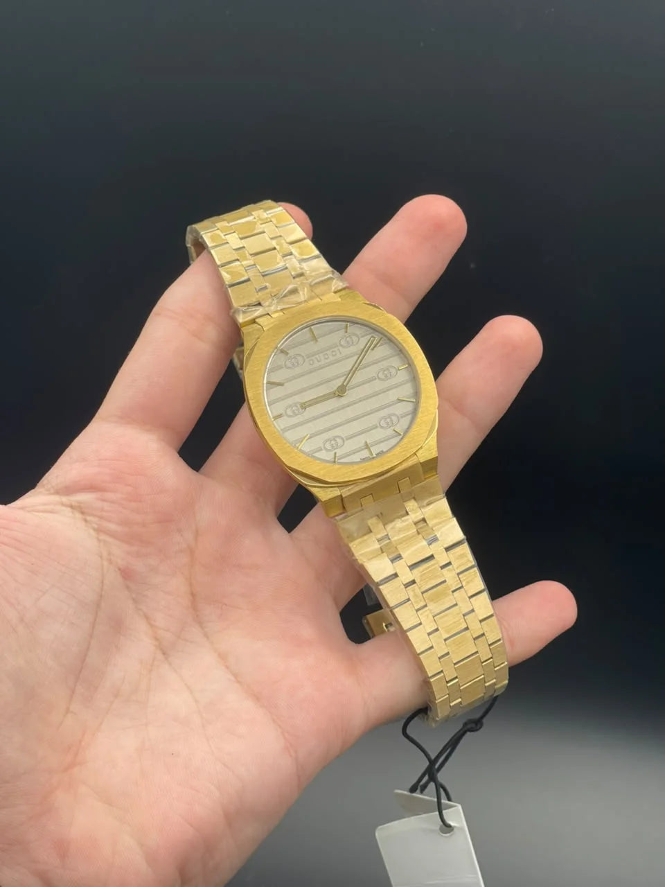 GCCI Golden Chain With Slim Gray Dial Quartz Watch