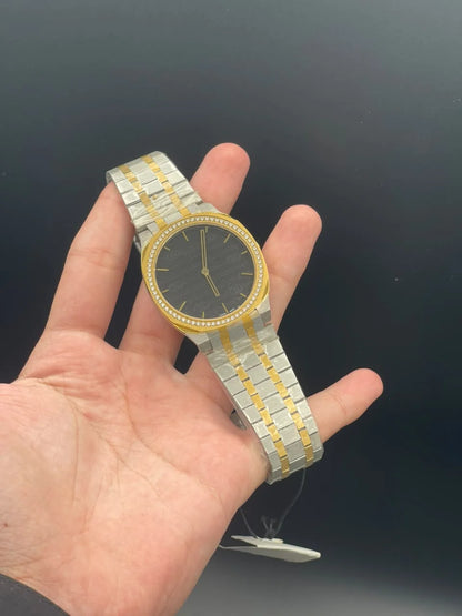 GCCI Two Tone Chain With Slim Black Dial Quartz Watch