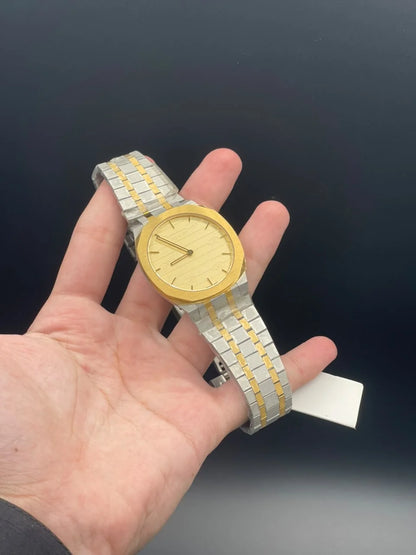 GCCI Two Tone Chain With Slim Golden Dial Quartz Watch