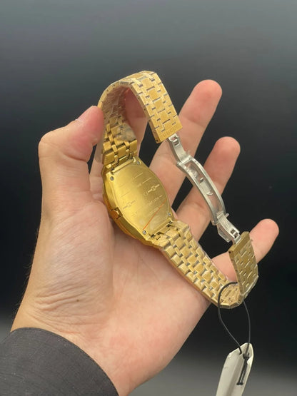 GCCI Golden Chain With Slim Black Dial Quartz Watch